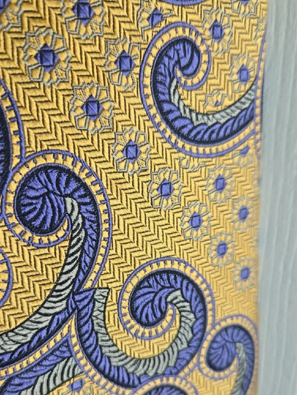 Robert Talbott Gold and Blue Paisley Silk Tie